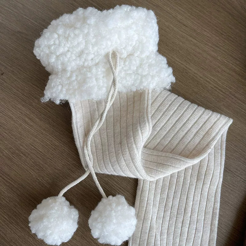 Sock Noble - Christmas Pom-Pom - Over-the-Knee Socks with Fuzzy Cuffs