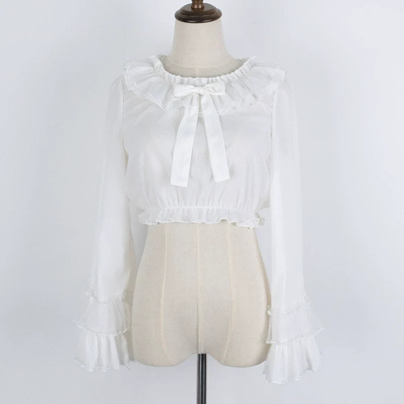 Sakurada Fawn - Plus Size Lolita Blouse Cheese - Chocolate Long Sleeve Innerwear