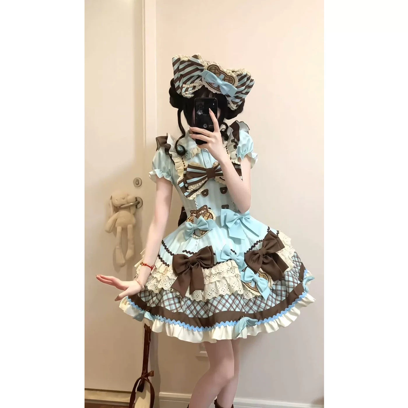 White Sugar Girl - Sweet Lolita Teddy Bear Dress - One-piece Sweet