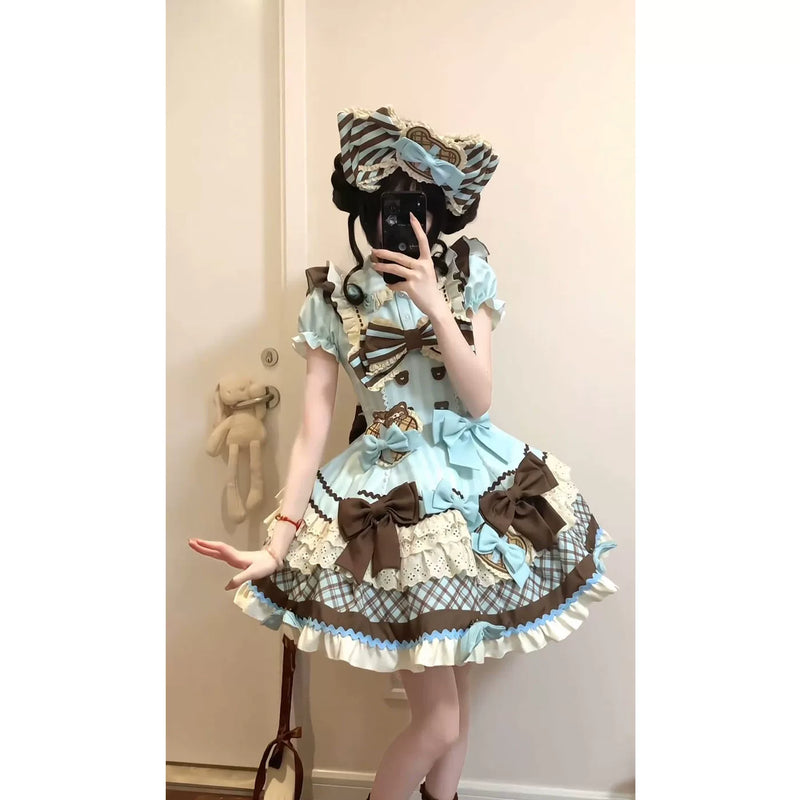 White Sugar Girl - Sweet Lolita Teddy Bear Dress - One-piece Sweet