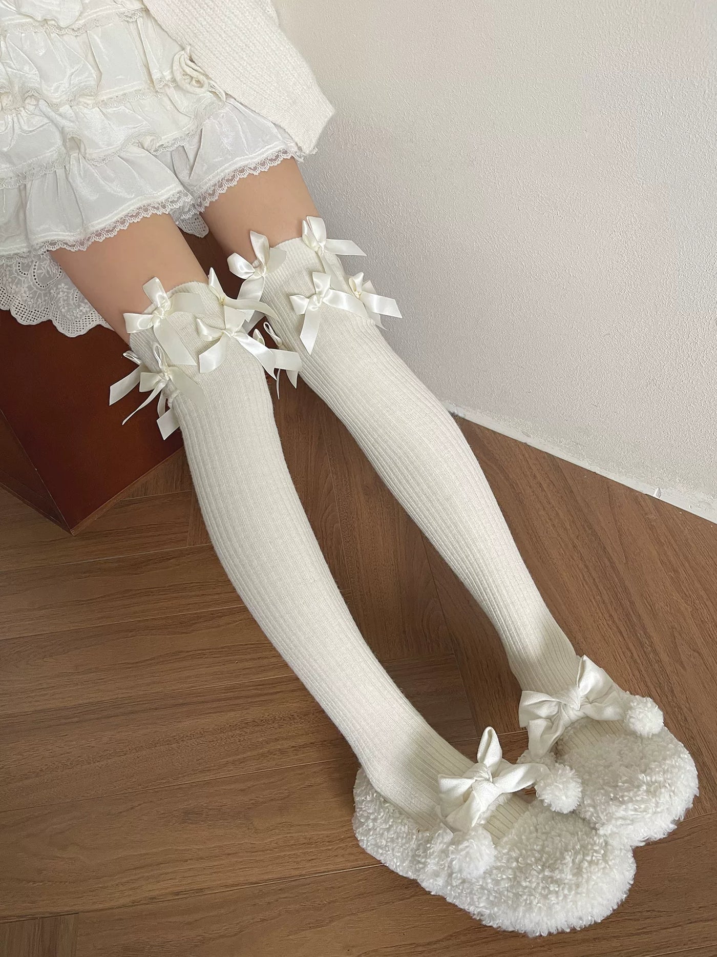 Sock Noble - Winter Ribbon - Over-the-Knee Socks with Satin Bows