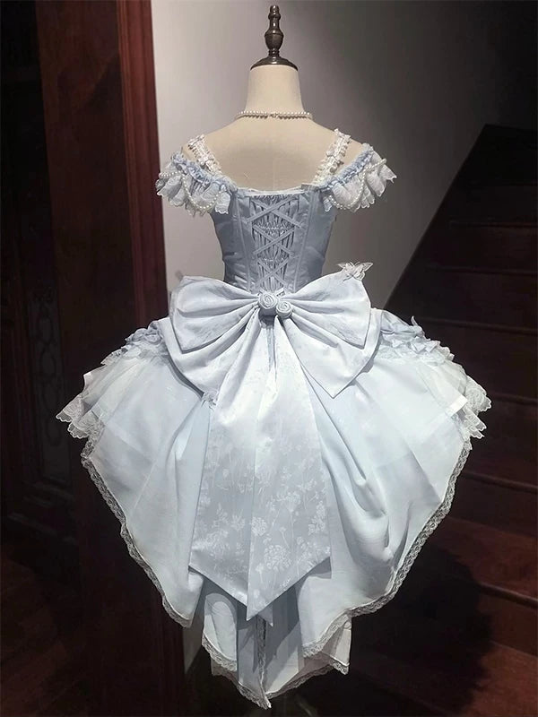 Creamy - Blue Ballet - Lolita Fashion set with a trailing back panel