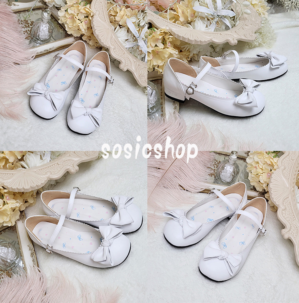 Sosic - Kawaii Lolita Bow Falt Shoes - Shoes