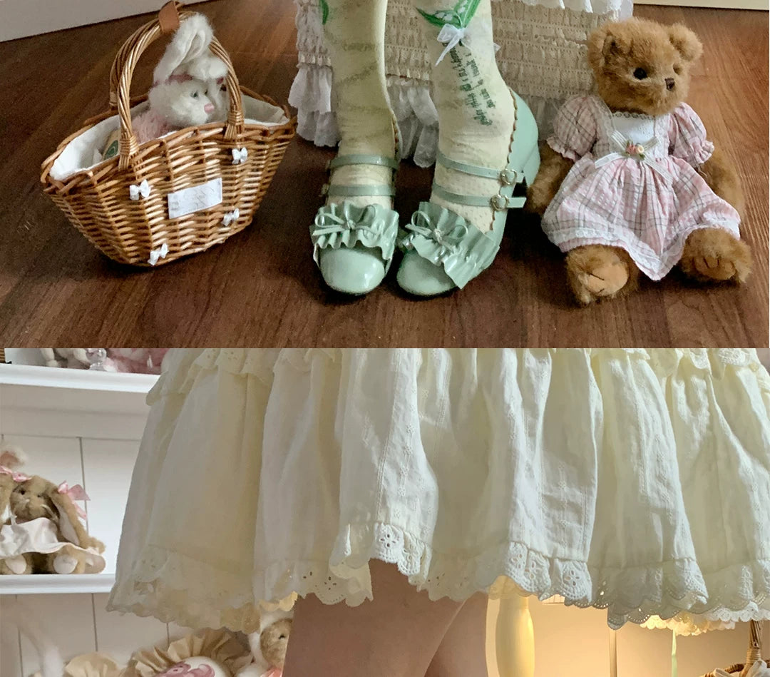 roji roji - Lily of the Valley - Pure-Cotton Short Socks with Bow Detail