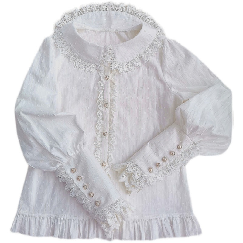Yilia - Sweet Lolita Peter Pan Collar - Cotton Blouse Innerwear