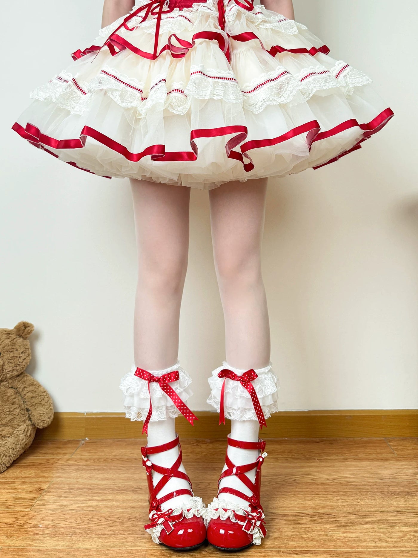 Chubby Bear Tales - Ballet Doll - Socks with Lace Trim and Polka-Dot Ribbon Bows