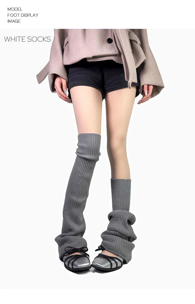 White Socks - Academy Slouch - Ribbed Calf Sock Leg Warmers