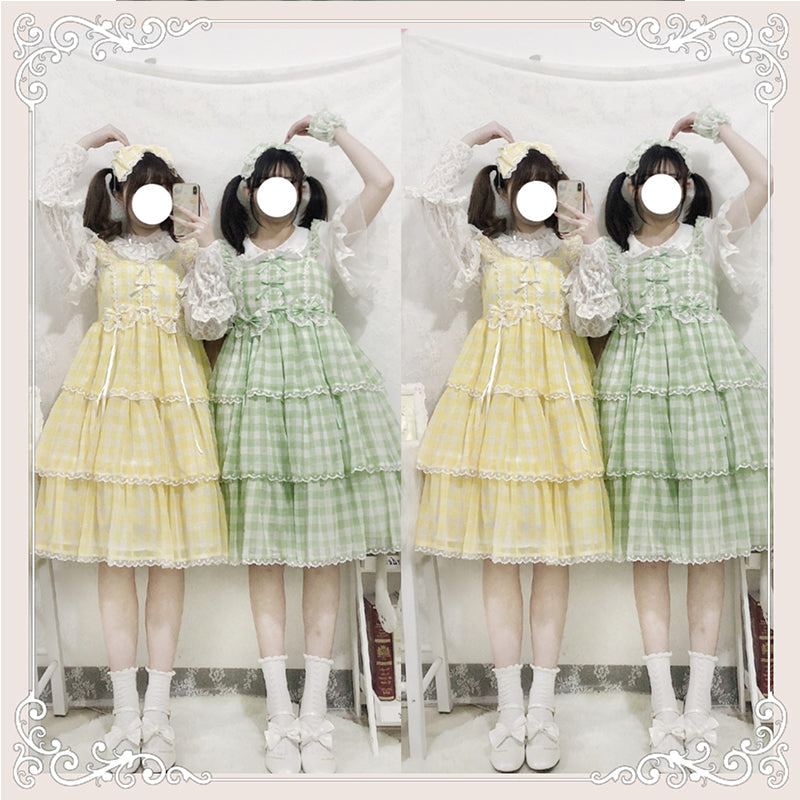 Sakurada Fawn - Plus Size Lolita Jumper Dress Plaid - Sweet JSK JSK Dress