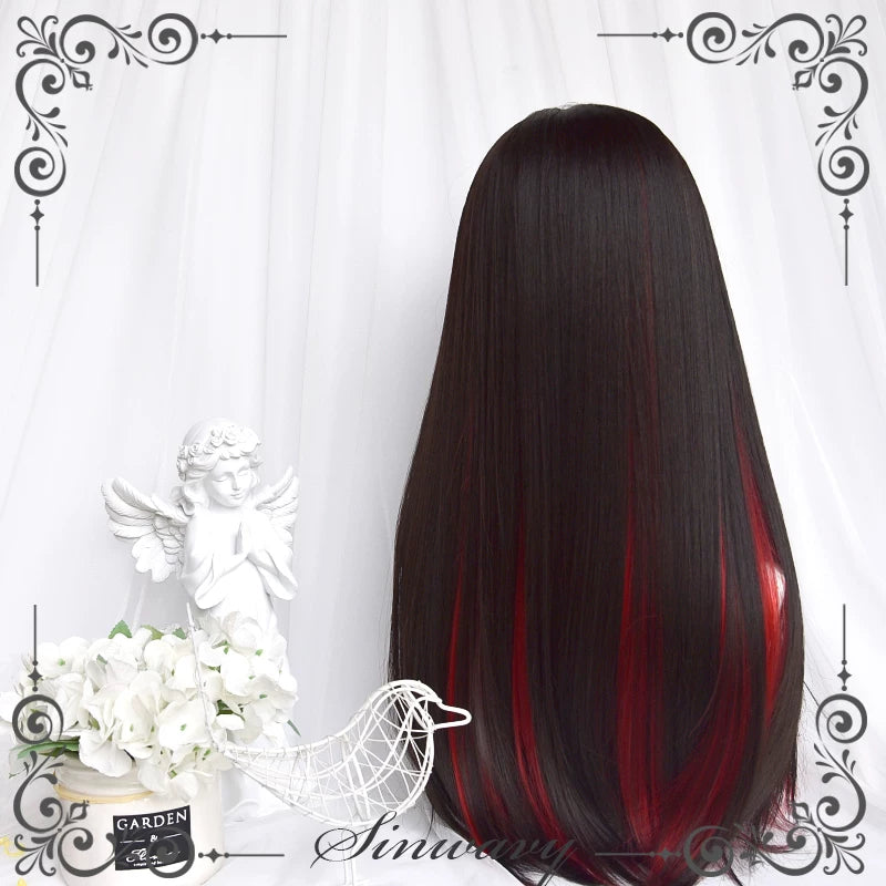 Black straight hime-cut wig with full fringe - view 4