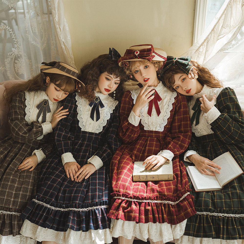 Miss Point - Rose Silhouette 3.0 - Plaid Vintage Classic Lolita OP