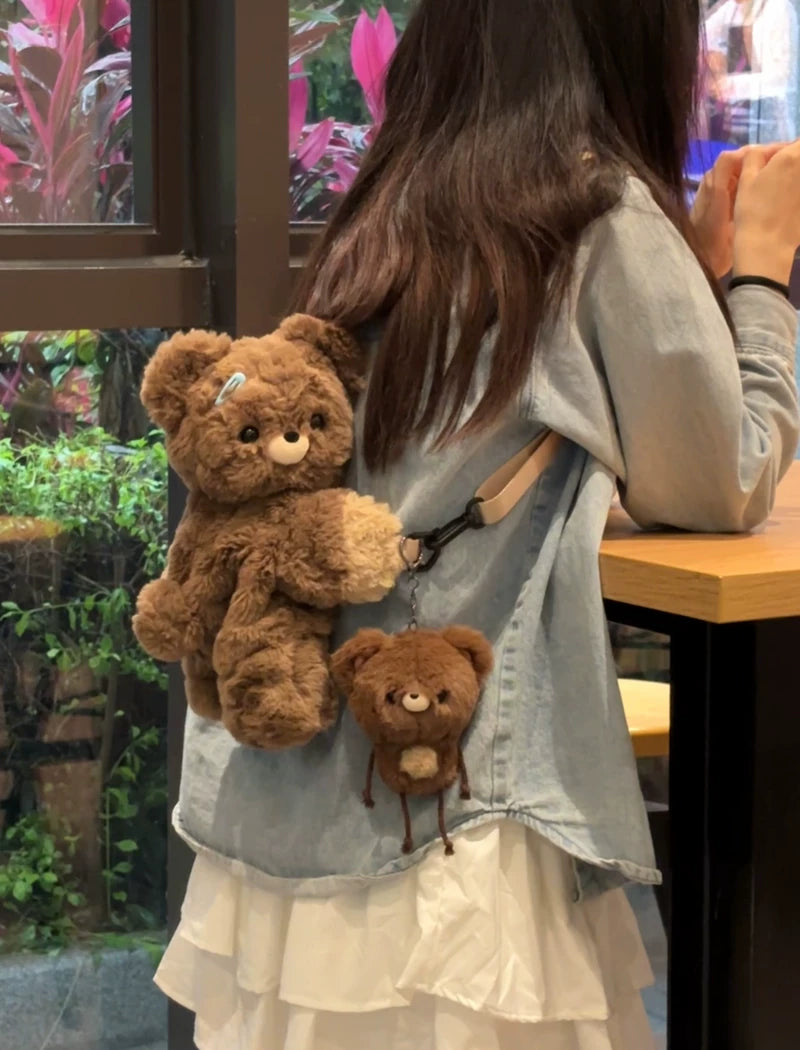 LambGuli - Little Bear Guli - Plush Bag with Crossbody and Backpack Carry, Prone Bear Silhouette