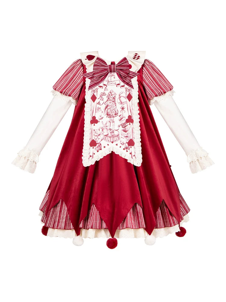 With PUJI - Puppet Mask - Clown Inspired Gothic Lolita OP Dress, Loose Fit detail view 5