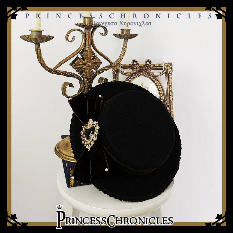 Princess Chronicles - Elegant Lolita Bow Flat Bonnet - Handmade Headwear