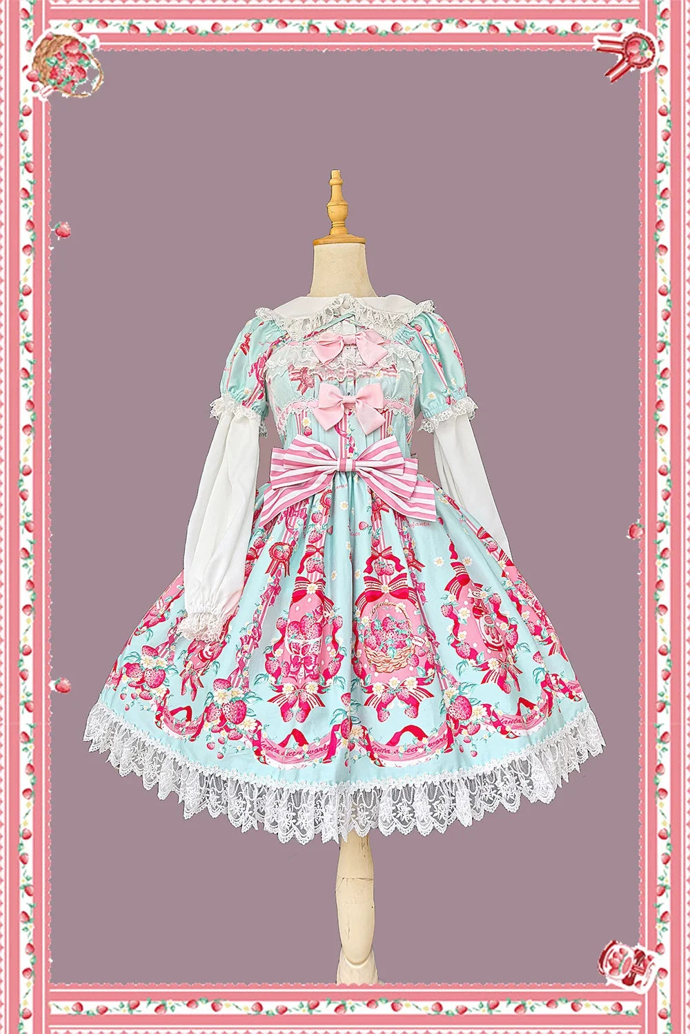 Infanta - Strawberry Chef - Printed Old School Lolita Dress, Detachable Bows