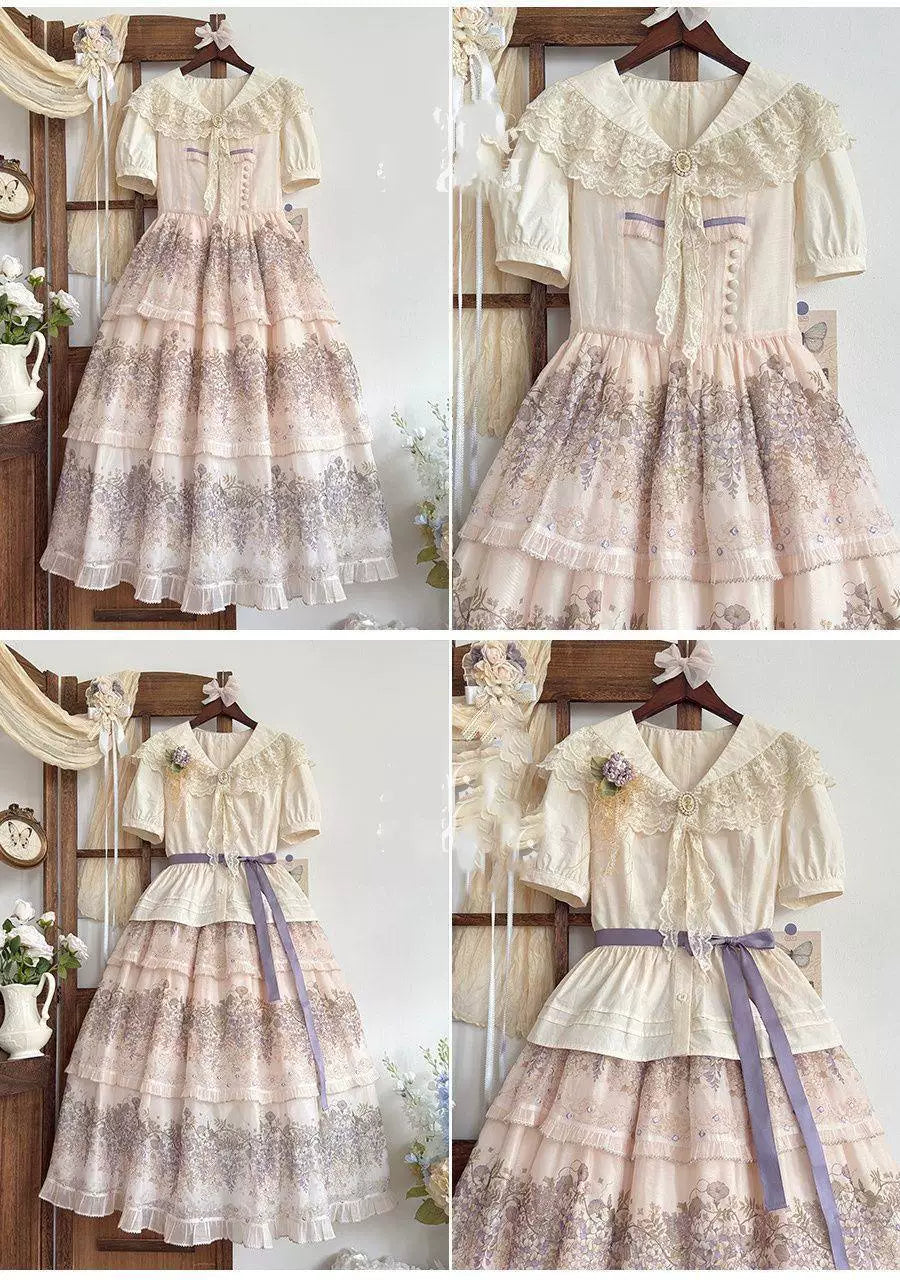 Sweetheart Dream Machine - Palila - Short-Sleeve Blouse with a Broad Lace Collar