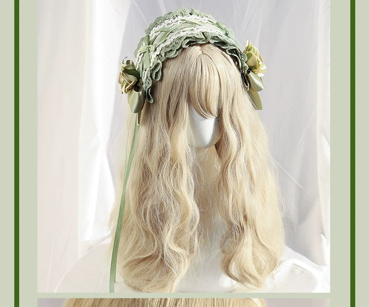 Her Vintage Society - Young Grass Series - Bear Bag, Headband, Hair Clip and Straw Hat Options with Rose Details
