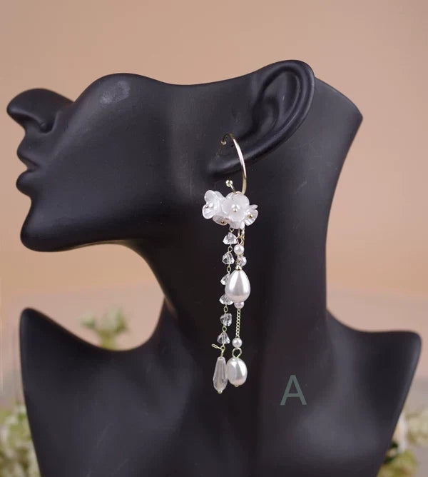 Rose of Sharon - Classic Lolita Artificial Pearl - Earrings with Rhinestone Earrings