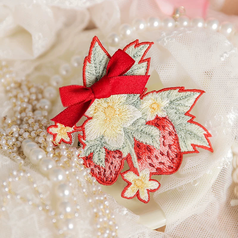 Baozi Pig - Strawberry Orchard - Hair Accessories and Brooches with Strawberry Embroidery