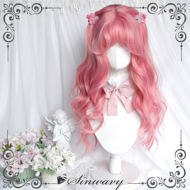 Peach-pink Lolita long curly wig - view 4