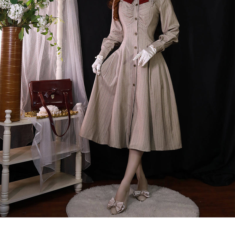 Forest Wardrobe - Winter Lolita Classic Front Open - Stripe OP OP Dress
