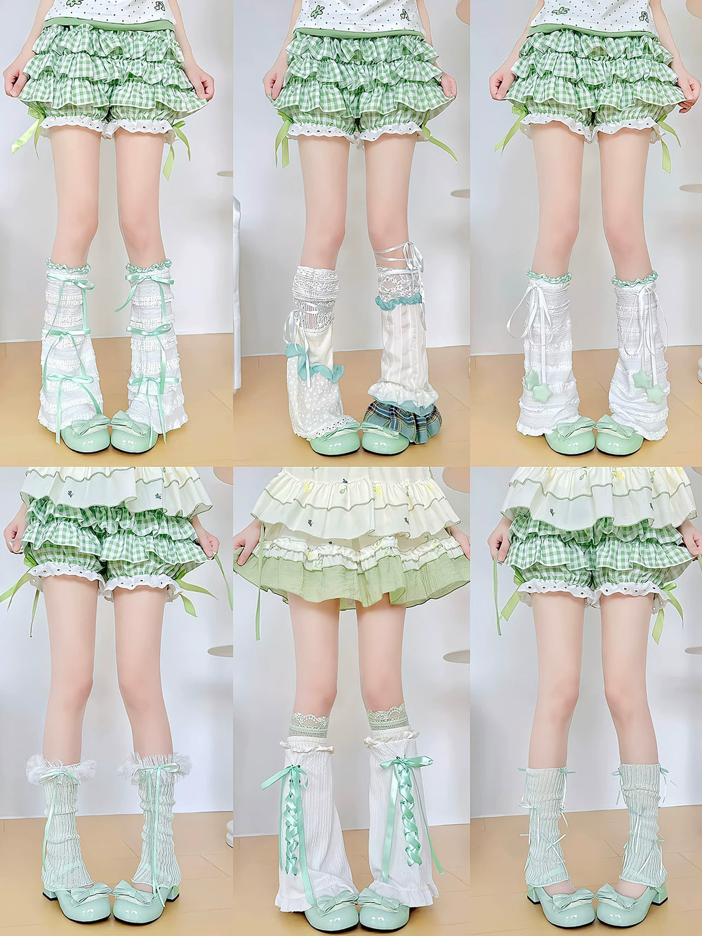 Handmade ribbon and lace Lolita leg warmers and socks - main view