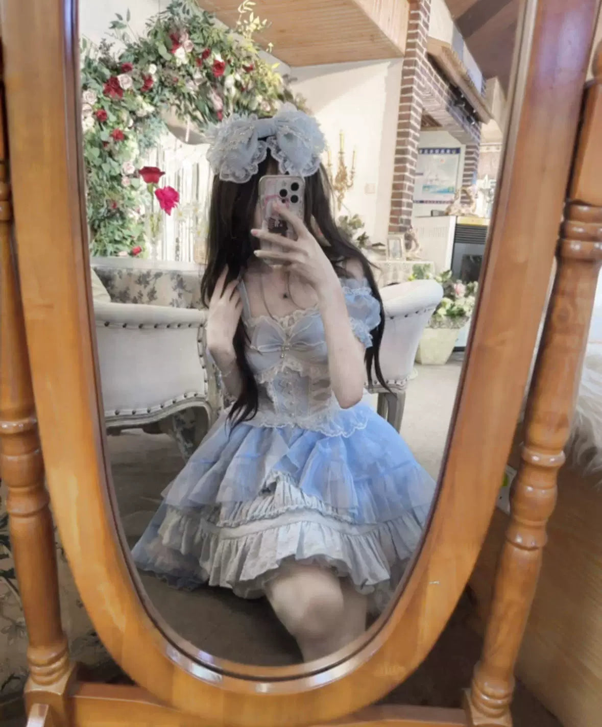 Rose Tale - Sweet Lolita JSK Summer Lolita Suspender Dress S Blue JSK