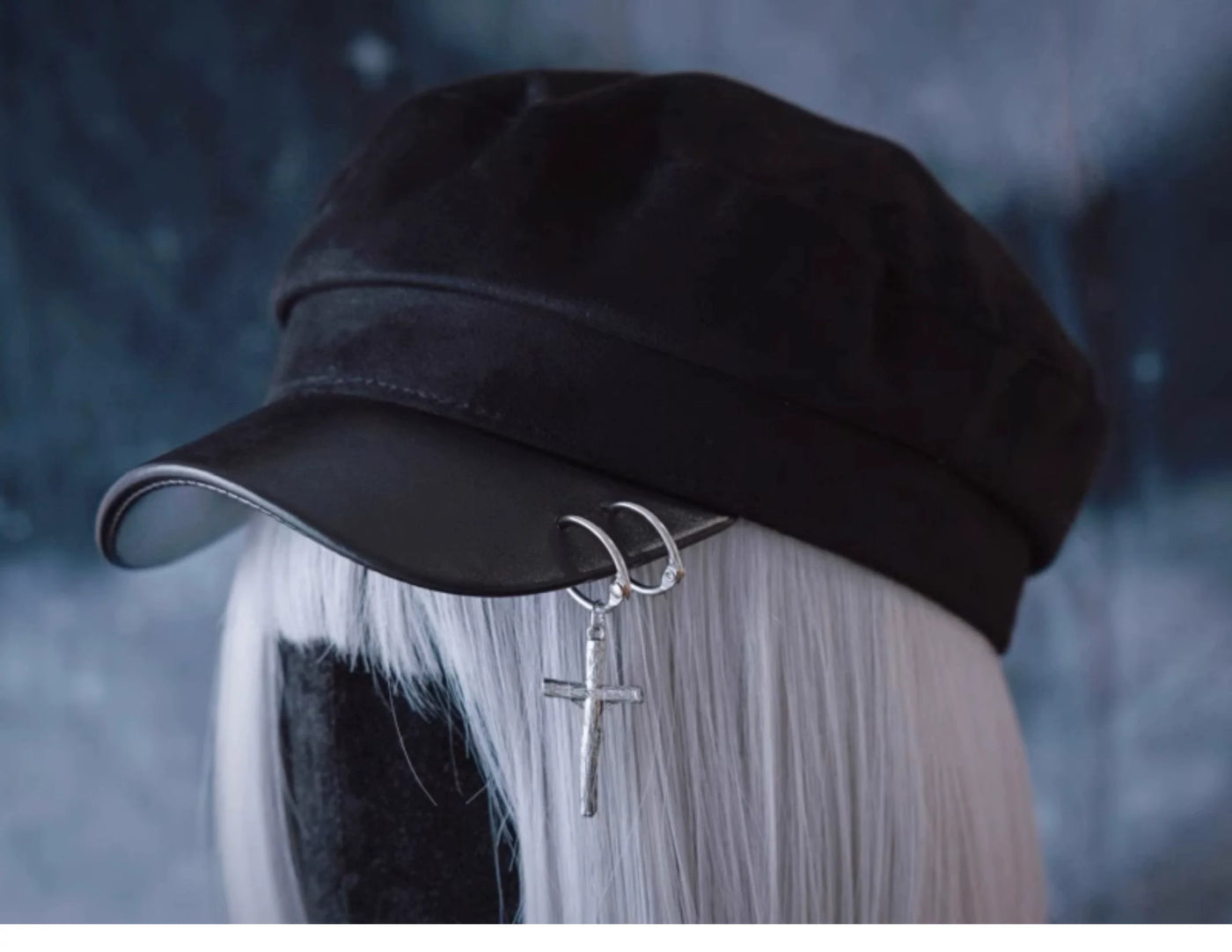 Strange Sugar - Gothic Lolita Hat Leather Buckle - Lolita Newsboy Hat Headwear