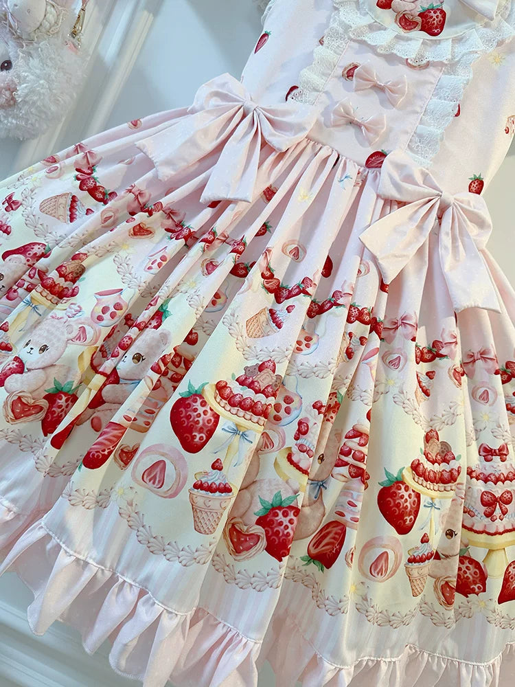 Candy Tree - Berry Little Bear - Sweet lolita jumper skirt dress