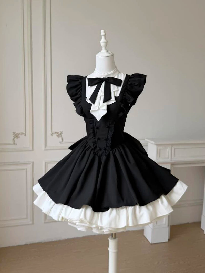 Lolita - Black Princess Bow Dress - Black Lolita one-piece dress