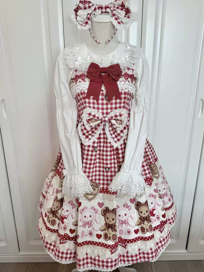 Sweetheart Dream Machine - Vintage Doll Collar - Blouse with Lace Trim, Bow Accents and Ruffled Hem
