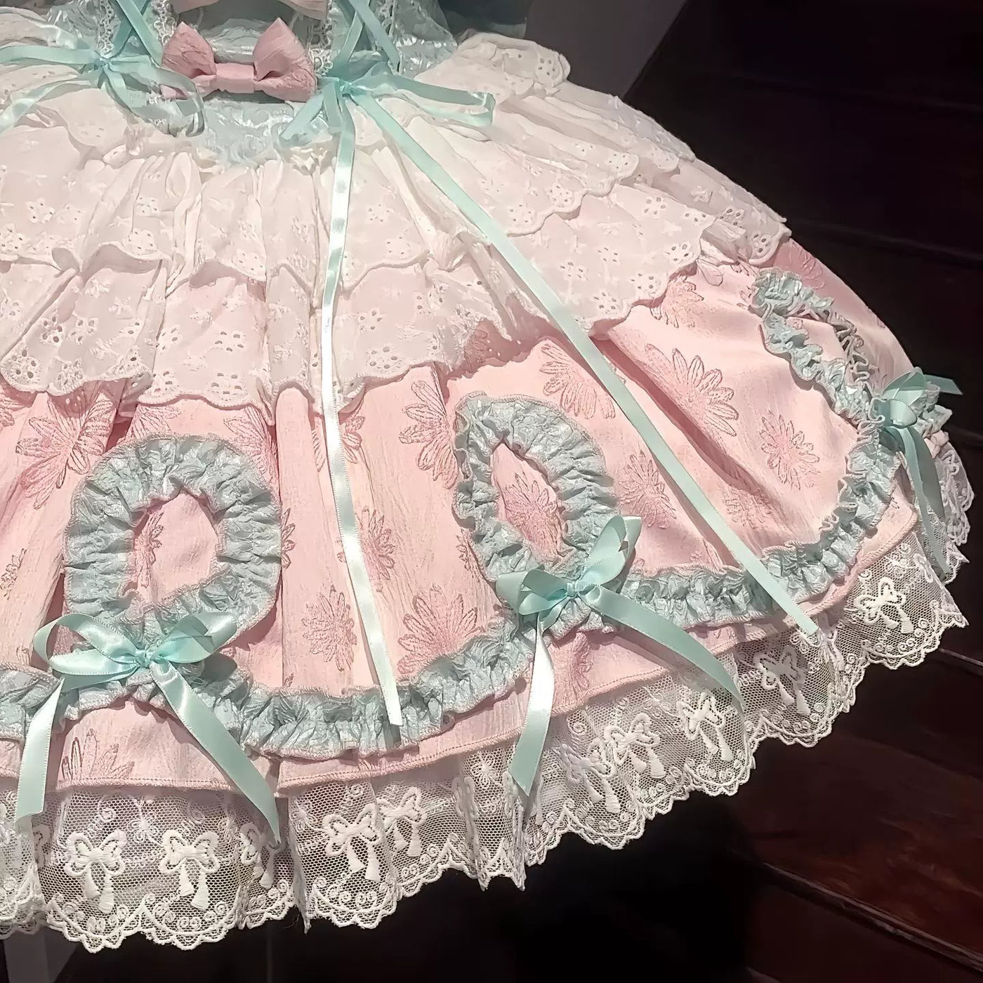 Creamy - Mint-Pink Ballet - Mint-Pink JSK with a Large Back Bow