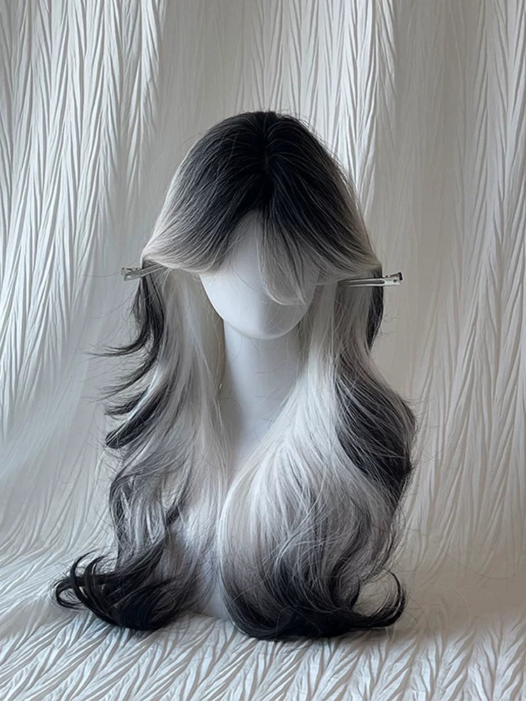 Kunkun Fish Ink Between Clouds black-to-white gradient curly wig - view 5