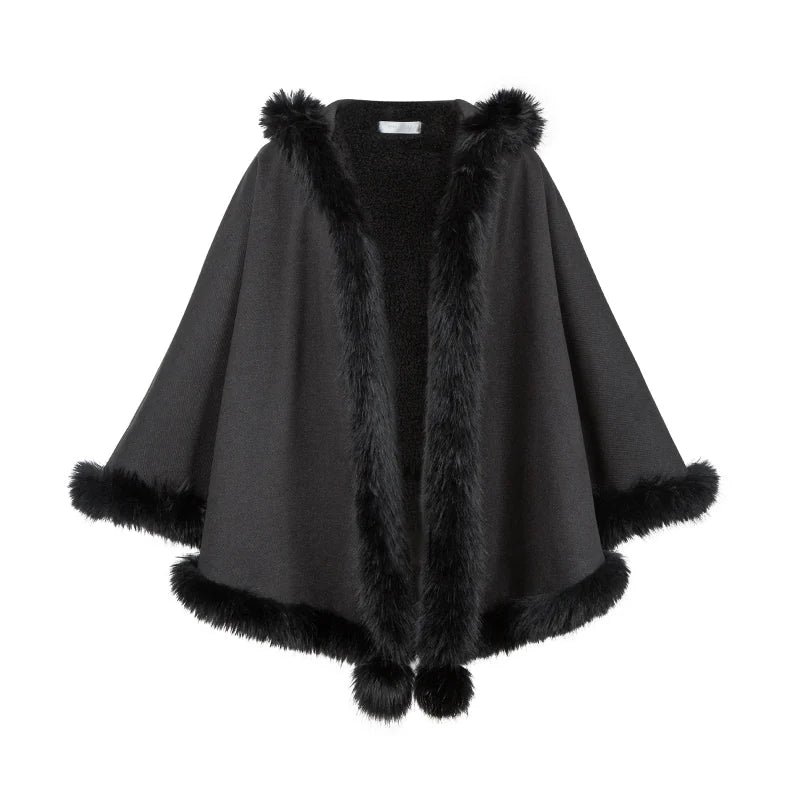 With PUJI - Guihua Cape - Gothic Lolita Cape, Plush Texture detail view 7