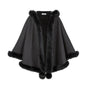 Black fleece-lined thick cloak jacket - In Stock / One size