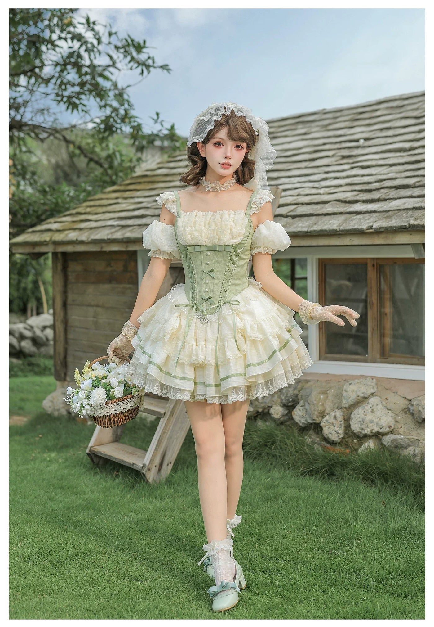 With PUJI - Unfailing - Classic Lolita Bow Jacquard Corset JSK Dress