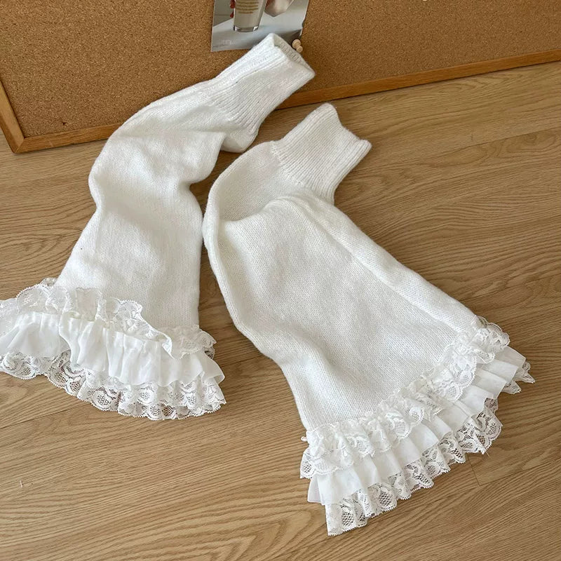 Sock Noble - Y2K Lace Flare - Layered Lace-Ruffle Leg Warmers