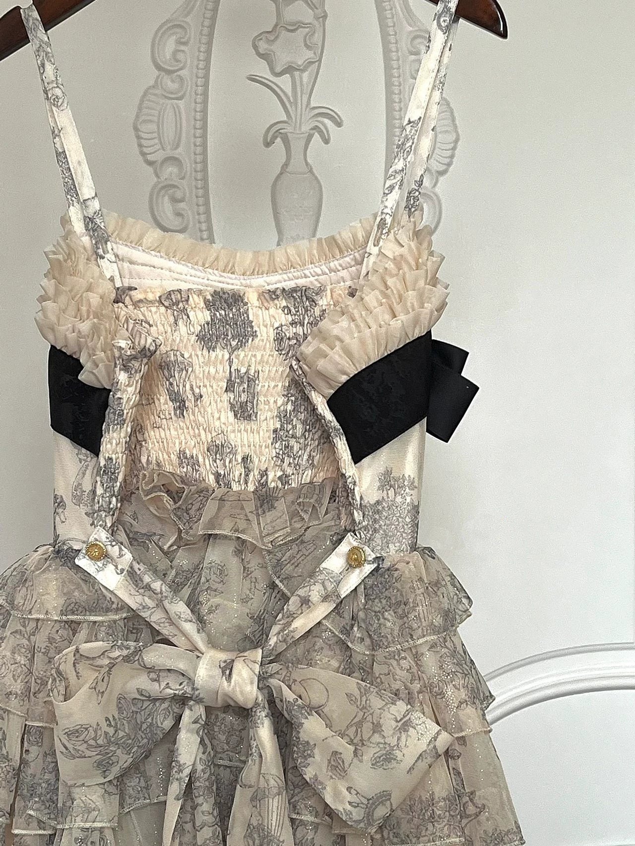Creamy - Layered Cake - JSK Dress and Bow Set with Tiered Ruffles