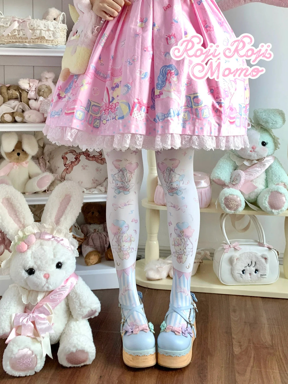 Roji Roji - Bunny Printed Sweet Lolita Pantyhose - Socks