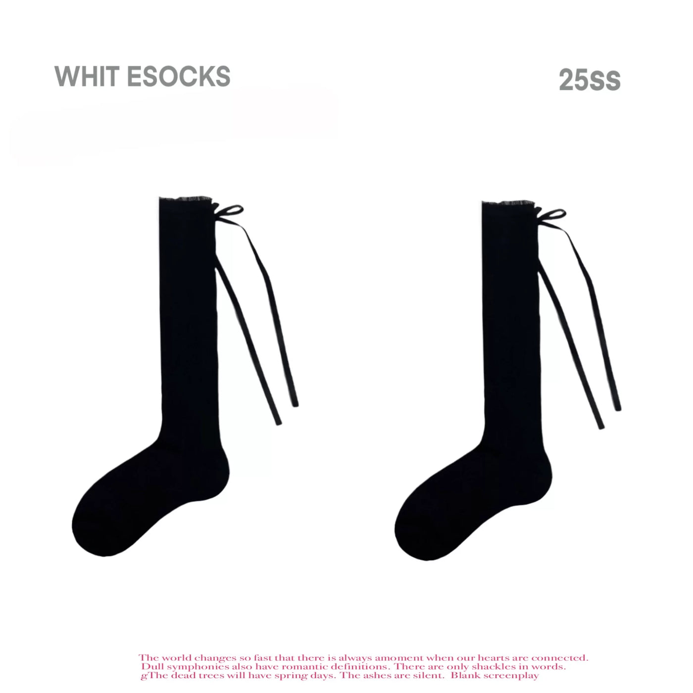 White Socks mesh mid-calf socks with bow ties in white and black