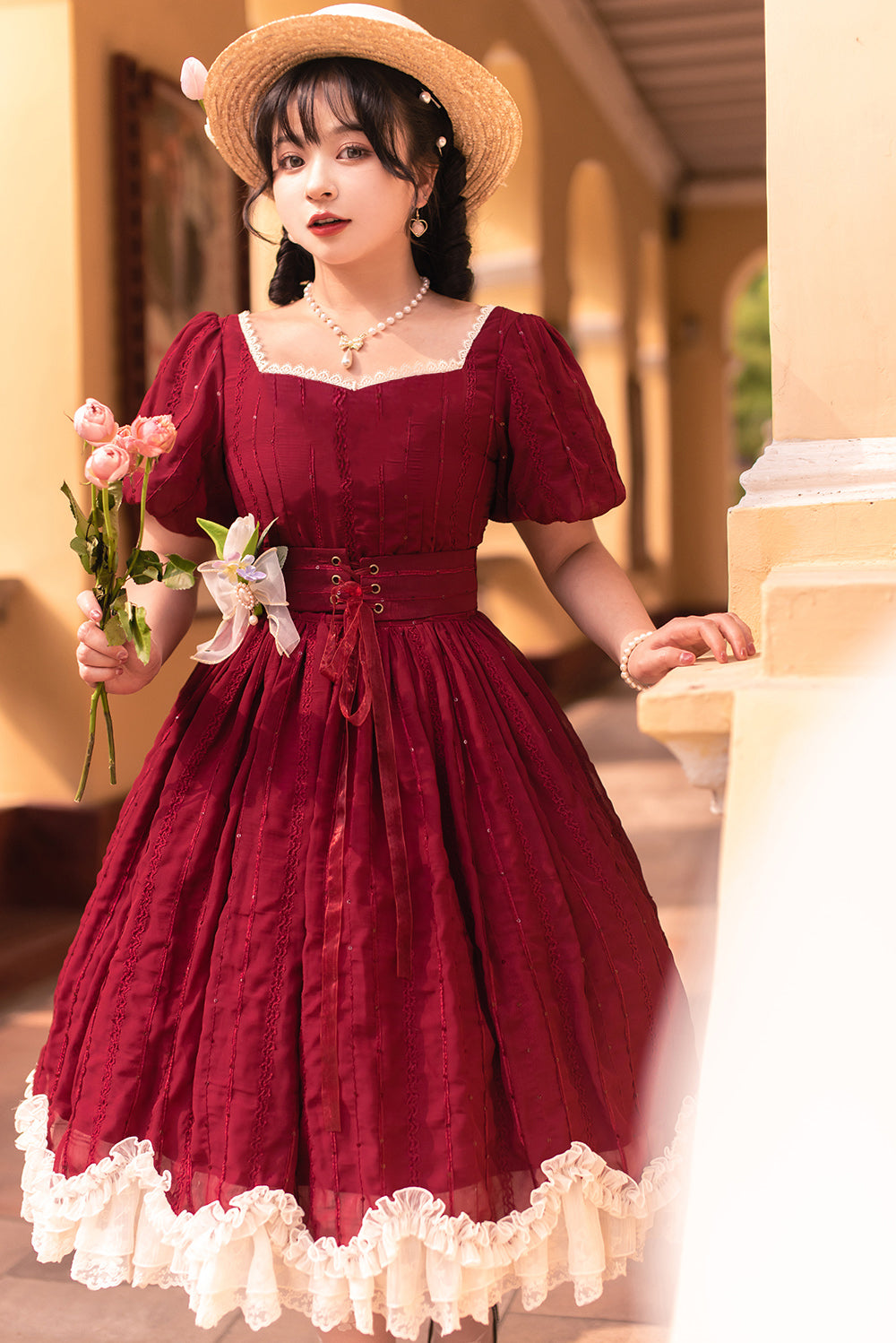 Miss Point - Tulip - Classic Lolita OP Dress Short Sleeve Dress Multicolors (2XL L M S XL XS) 19622:405508
