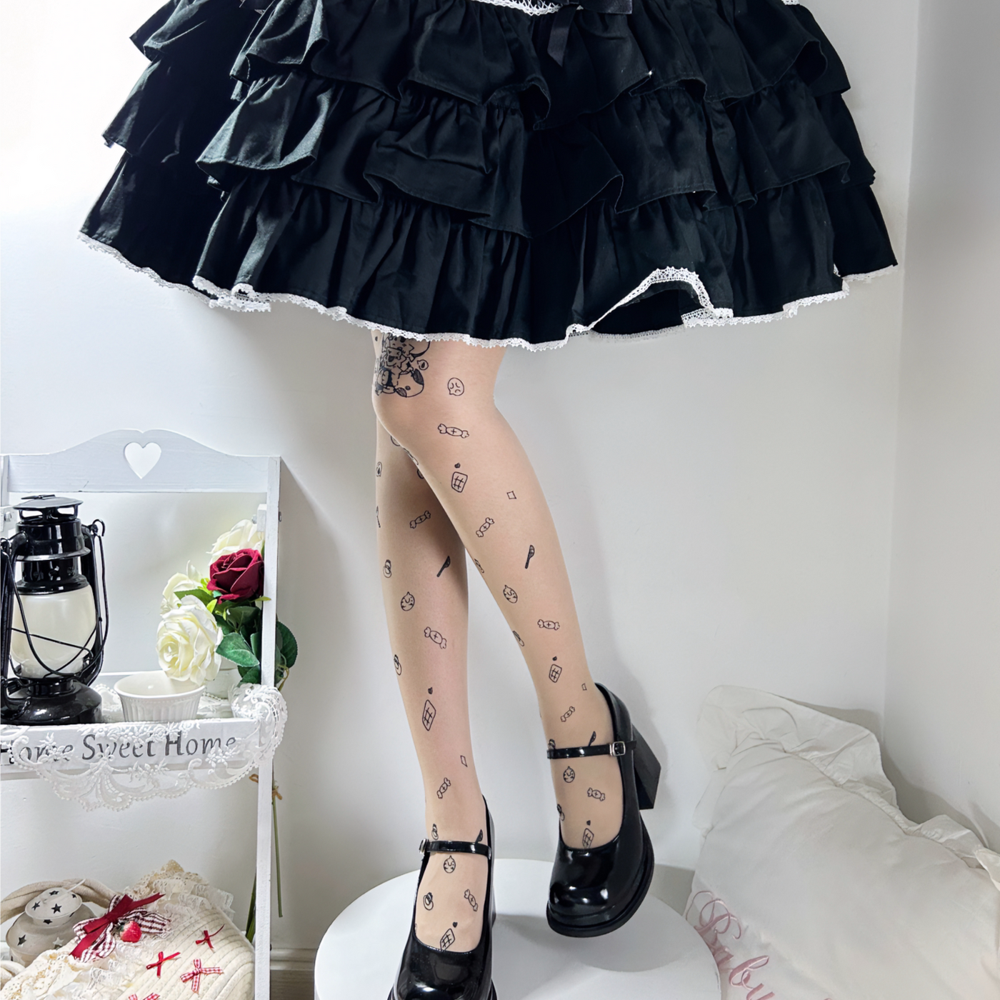 Fantasy Doll - Candy Sketch - Printed Tights with Cartoon Motifs