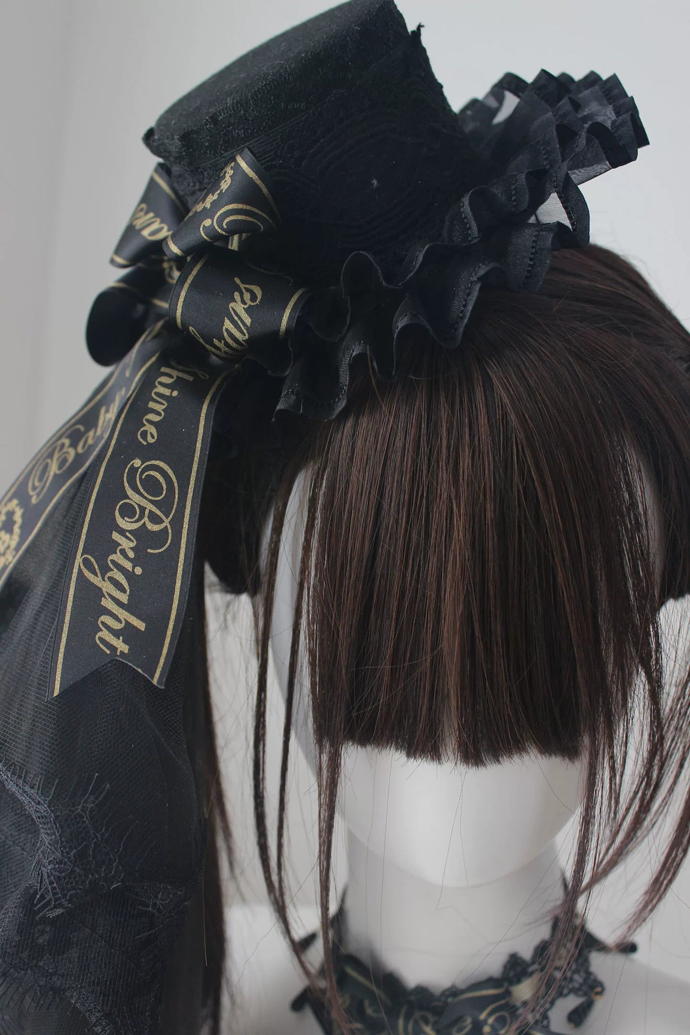 Deer Girl Handmade - 18th Anniversary Dream Bow - Black-and-Gold Headwear and Accessory Selection with Ruffled Details