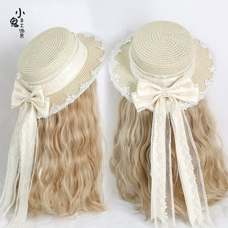 Xiaogui - Country Lolita Handmade Lace Straw - Hat Headwear