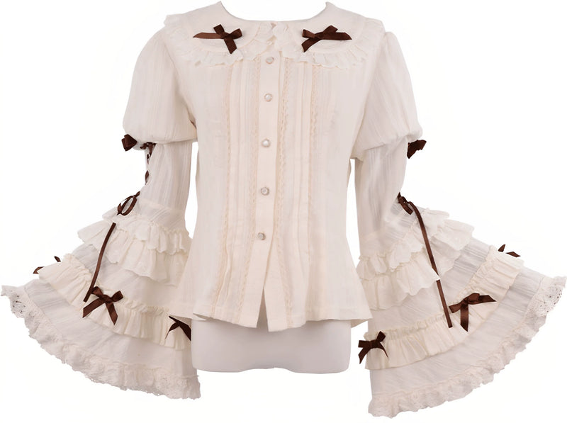 OCELOT - Antique Teddy Bear - Classic Lolita Printed JSK Dress with Ribbon Bows