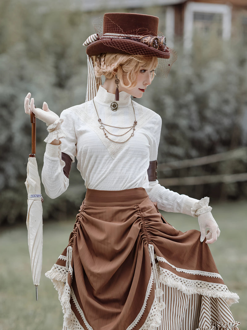 Steam Continent Victorian off-white lace mesh gloves - view 3