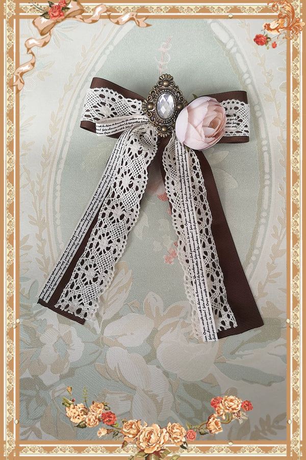 Infanta - Gemstone Bow - Lace Brooch & Hair Clip