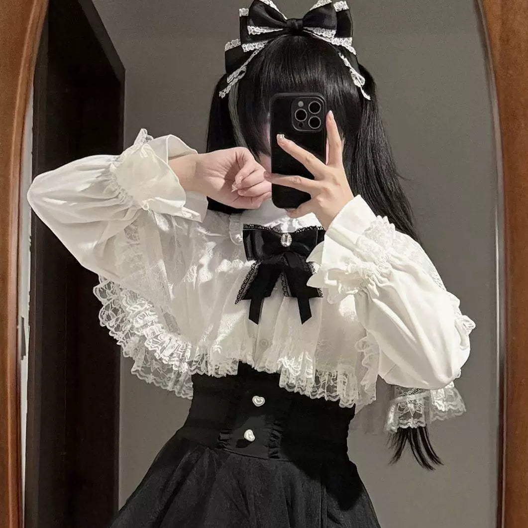 Sweetheart Dream Machine - Lace Cape Set - Two-Piece Lolita Set with Lace Cape Top