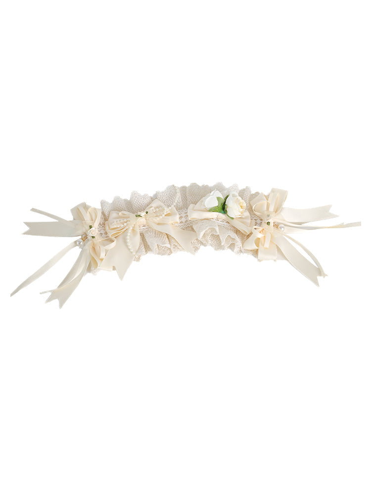 Xiaogui - Sweet Lolita Ivory Lace bow Hair - Accessories Headwear