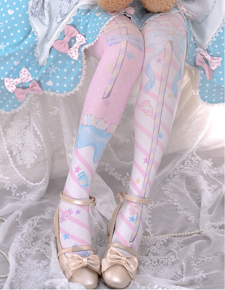 Roji Roji - Fairy Kei Sweet Lolita Print - Stockings Socks