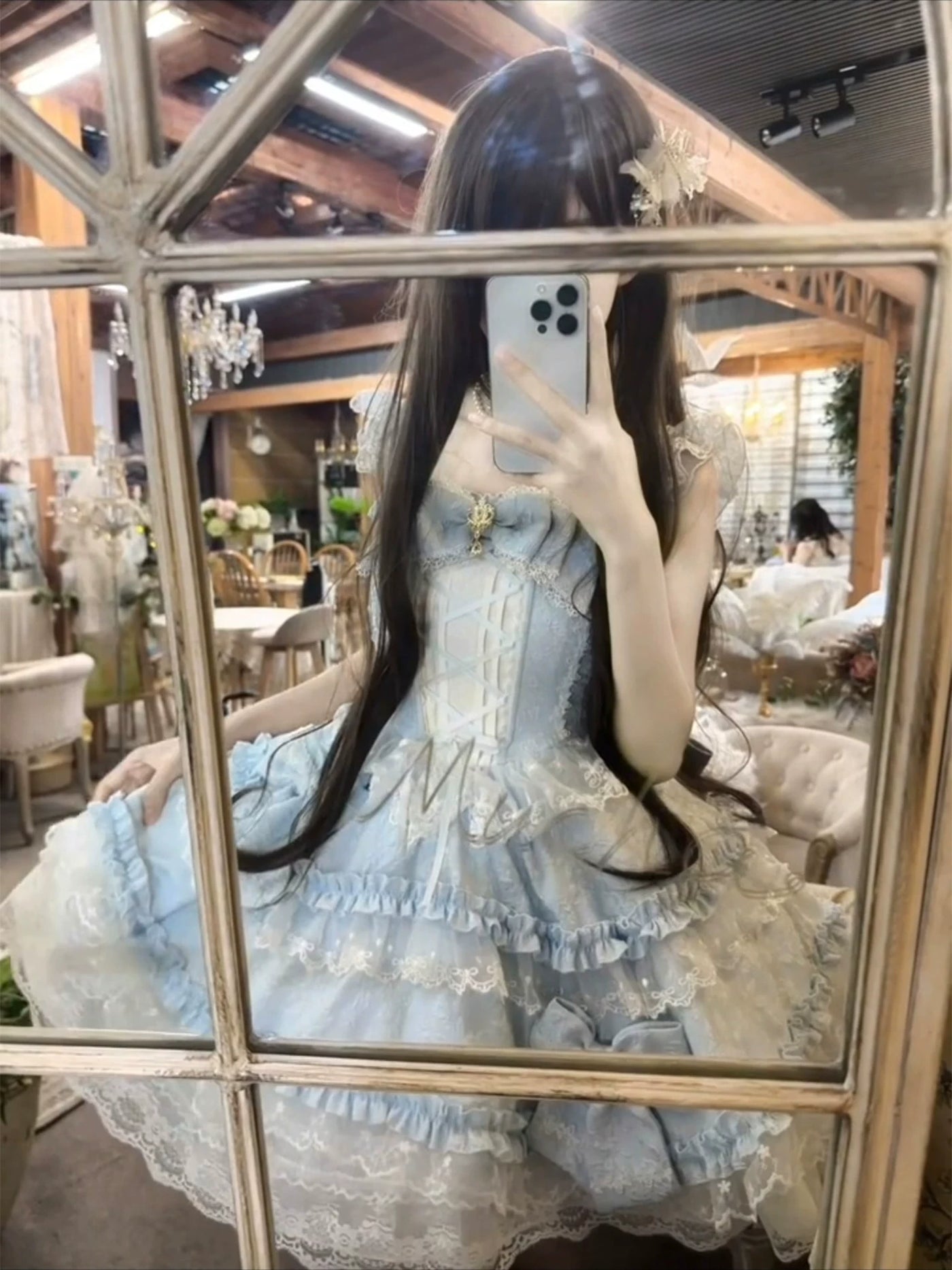 Dream Bunny - Cloud Fluff Sweetheart - Ruffled JSK with Train and Waist Bow